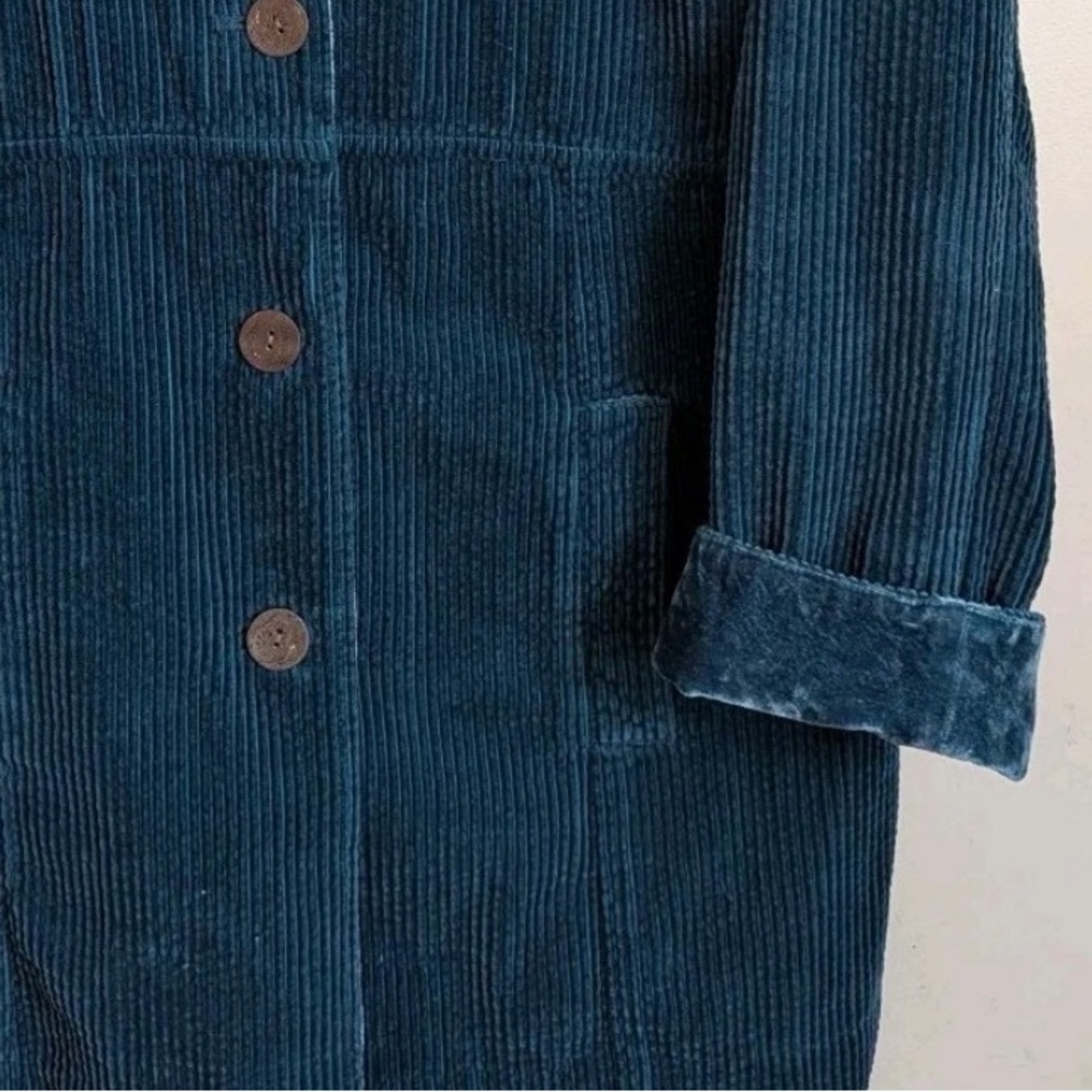J. JILL Coat Jacket Corduroy Teal Blue Green Cotton Velvet Size Small - Picture 7 of 16